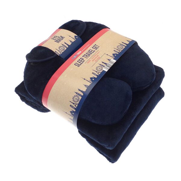 Travel set (neck pillow, eye mask and fleece blanket) Thumbnail